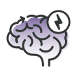 Brain with a lighting bolt in circle on the side with the text severe mental illness below