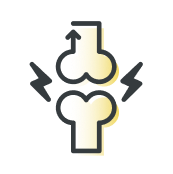 Icon of two bones meeting in the middle with lightning bolts each side