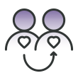 Two abstract figures with an arrow indicating organ transplant with the text organ transplant below